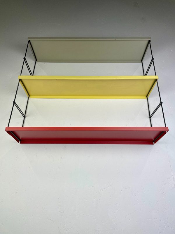 Vintage metal wall rack - original 60s / 70s design shelf - industrial modern Dutch bookshelf echtvintage echt real