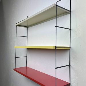 Vintage metal wall rack - original 60s / 70s design shelf - industrial modern Dutch bookshelf echtvintage echt real
