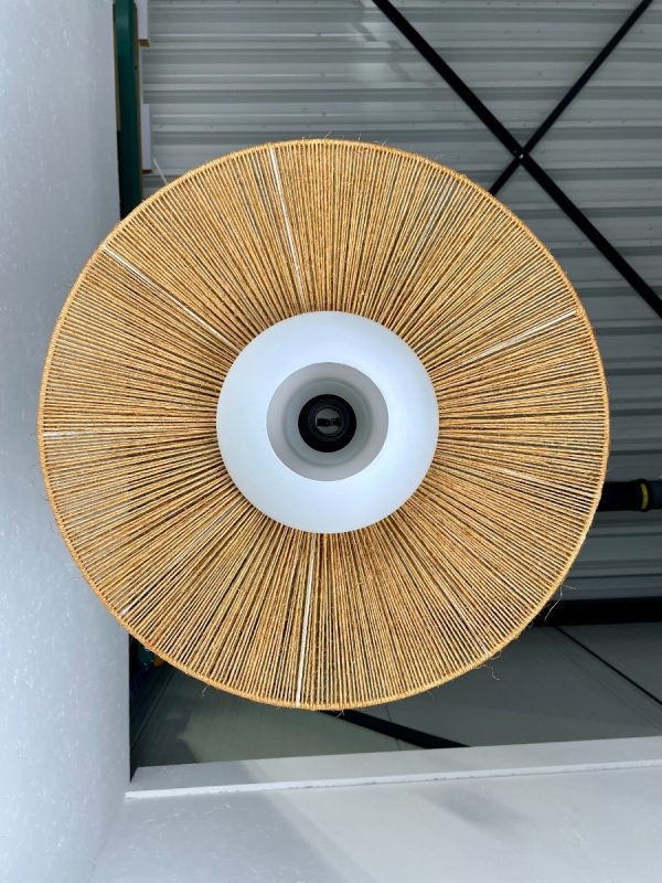 echt Vintage Temde Leuchten hanging lamp - 1950s teak sisal rope glass design light - rare 50s Switzerland lighting echtvintage