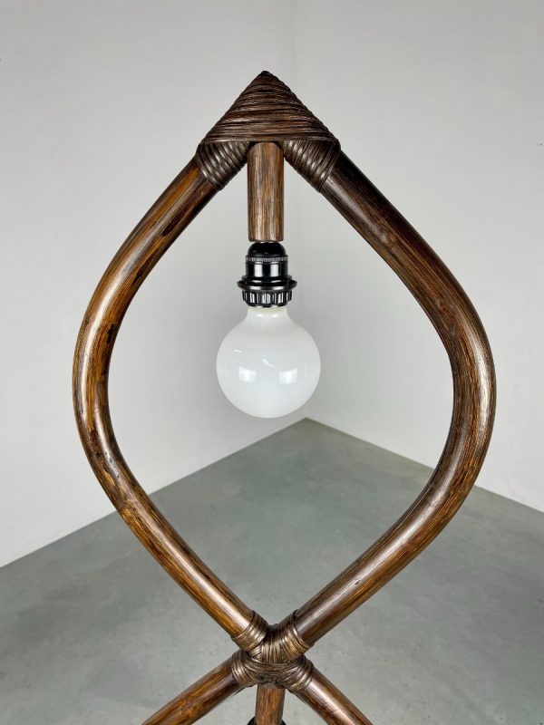 echt Vintage bamboo floorlamp - 1970s floor light - rare 70s large lighting echtvintage rattan
