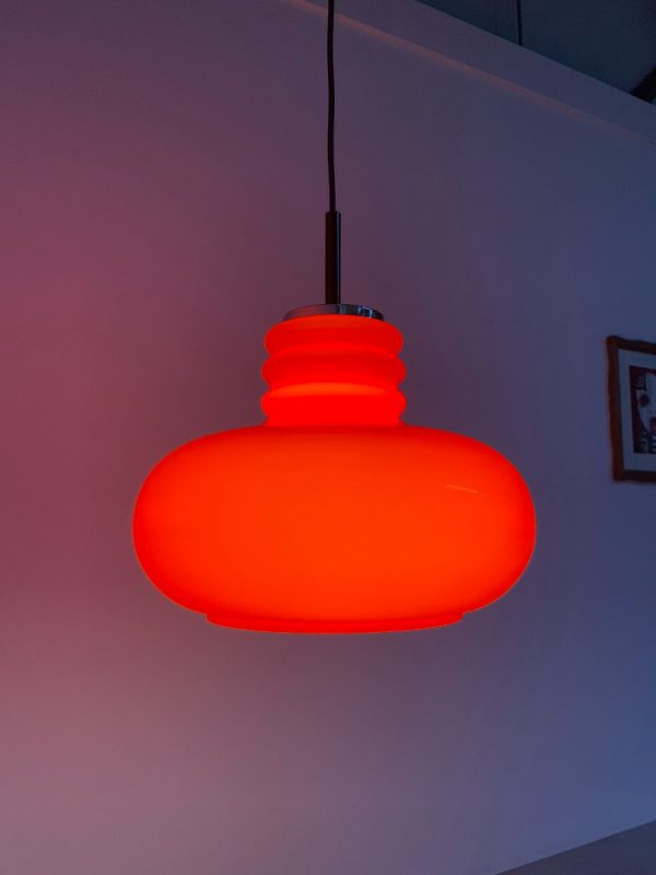 Vintage Peill & Putzler pendant lamp - 1960s red glass light Murano lighting - rare hanging lamp echtvintage echt real
