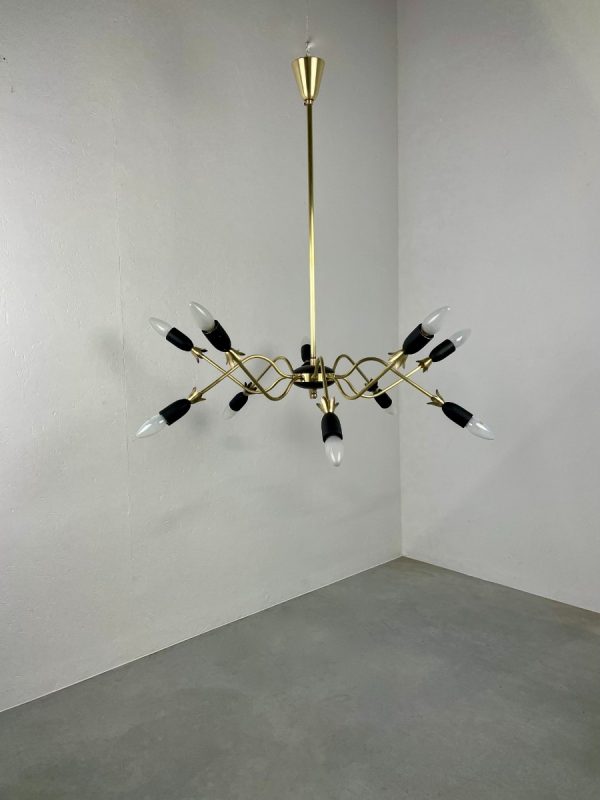 Vintage brass sputnik chandelier - 1960s spider ceiling lamp - Hollywood regency metal Aluminium 10light echtvintage echt real