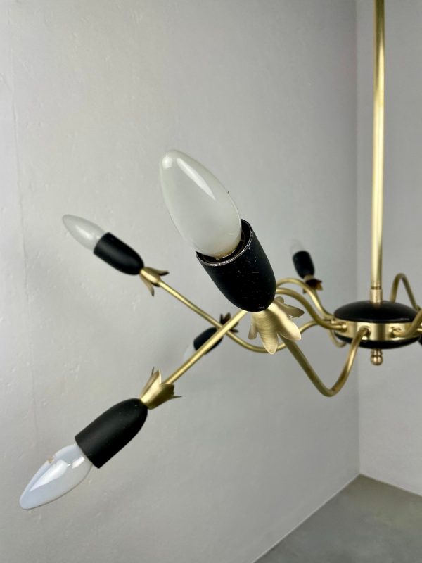 Vintage brass sputnik chandelier - 1960s spider ceiling lamp - Hollywood regency metal Aluminium 10light echtvintage echt real