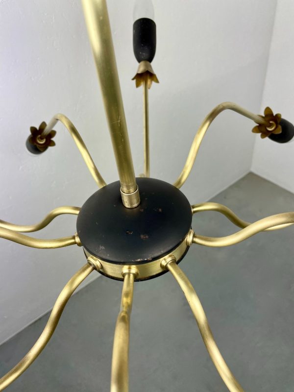 Vintage brass sputnik chandelier - 1960s spider ceiling lamp - Hollywood regency metal Aluminium 10light echtvintage echt real