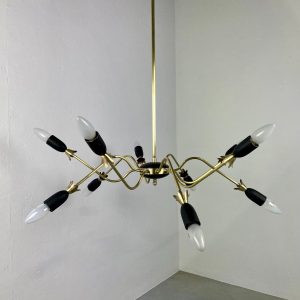 Vintage brass sputnik chandelier - 1960s spider ceiling lamp - Hollywood regency metal Aluminium 10light echtvintage echt real