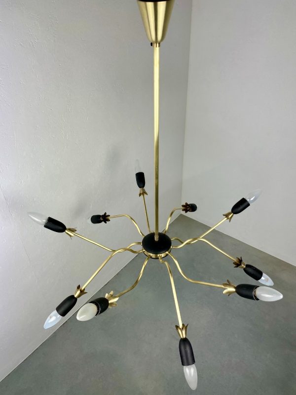 Vintage brass sputnik chandelier - 1960s spider ceiling lamp - Hollywood regency metal Aluminium 10light echtvintage echt real