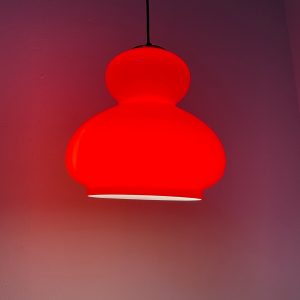 Large red glass hanging lamp - Peill & Putzler Leuchten - echt vintage 60s light Murano lighting - rare echtvintage