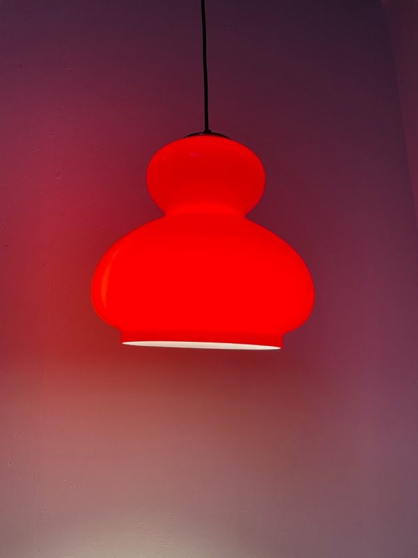 Large red glass hanging lamp - Peill & Putzler Leuchten - echt vintage 60s light Murano lighting - rare echtvintage