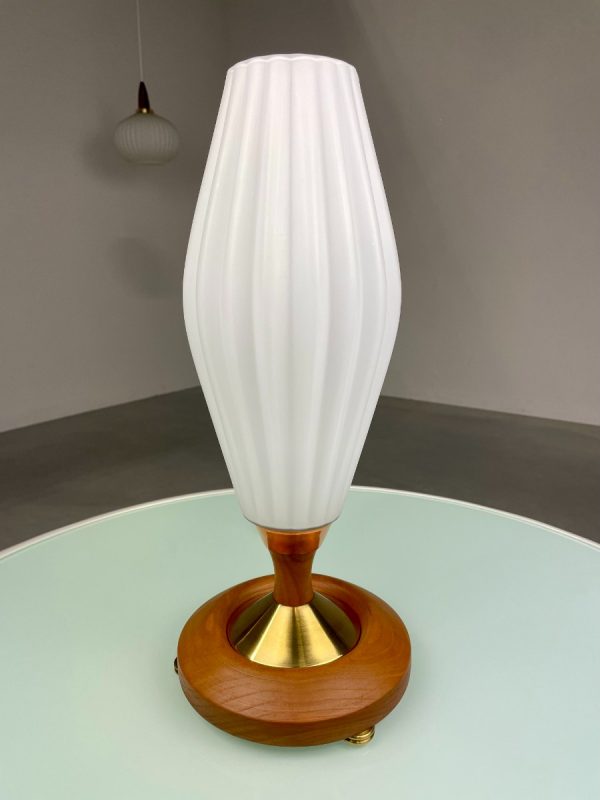 Rare echt vintage glass table lamp - 1960s Massive Belgium - xl glass brass copper metal Hollywood regency - large desk light echtvintage