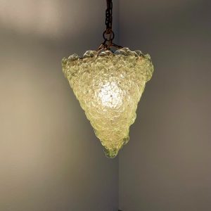 echtvintage echt Vintage Murano glass pendant lamp - 1970s glass flower pieces on iron mesh rusty chain - 70s lamp - old Italy lighting