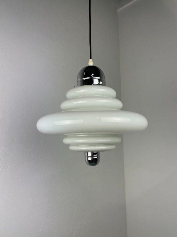 echt Vintage 1960s Bauhaus pendant lamp - Germany lighting - 60s glass Art Deco light echtvintage