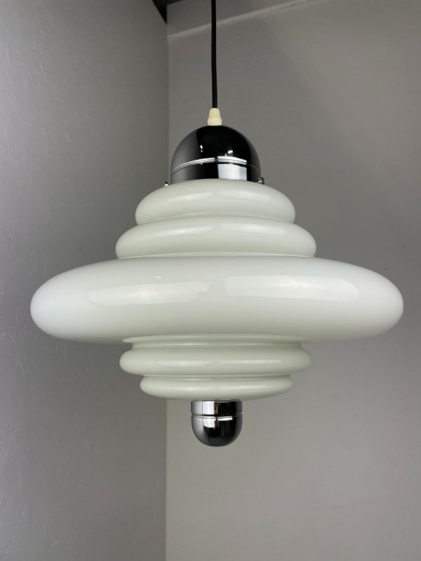 echt Vintage 1960s Bauhaus pendant lamp - Germany lighting - 60s glass Art Deco light echtvintage