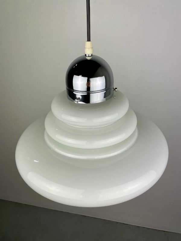 echt Vintage 1960s Bauhaus pendant lamp - Germany lighting - 60s glass Art Deco light echtvintage