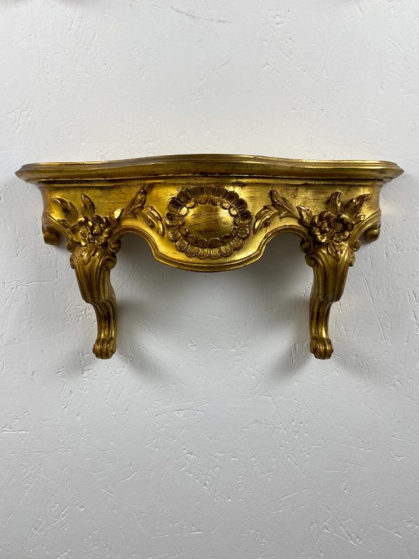 echt Vintage 1960s gold wall table with baroque mirror - rare Hollywood regency set echtvintage