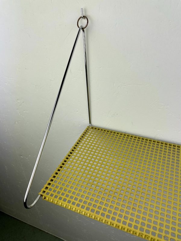 echt-Vintage-perforated-metal-wall-shelf-60s-yellow-wall-rack-Mathieu-Mategot-industrial-mcm-design-man-cave-shelve-echtvintage