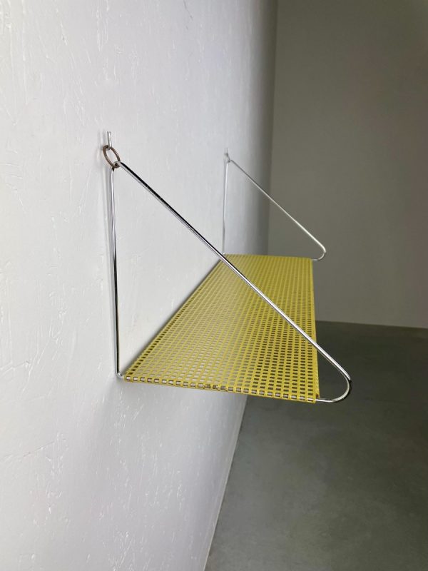 echt-Vintage-perforated-metal-wall-shelf-60s-yellow-wall-rack-Mathieu-Mategot-industrial-mcm-design-man-cave-shelve-echtvintage