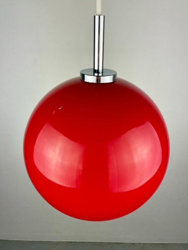 Hustadt leuchten Neheim red glass pendant lamp - 1970s light - germany hanging lamp - quality lighting echtvintage echt vintage