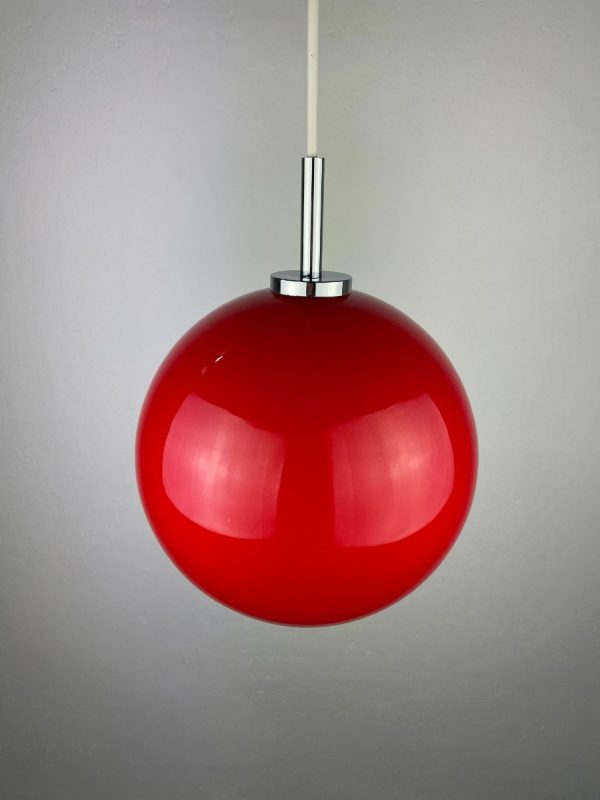 Hustadt leuchten Neheim red glass pendant lamp - 1970s light - germany hanging lamp - quality lighting echtvintage echt vintage