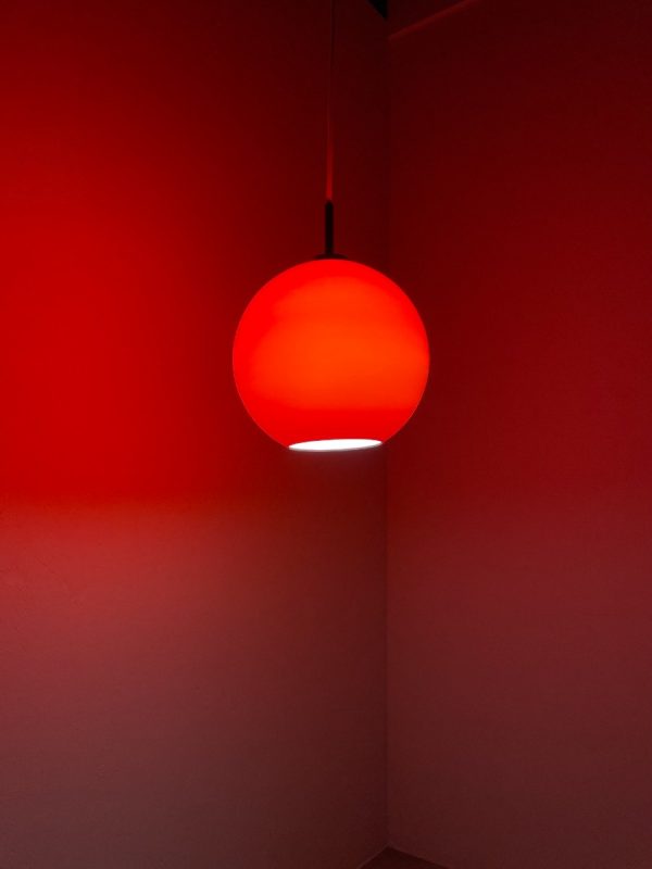 Hustadt leuchten Neheim red glass pendant lamp - 1970s light - germany hanging lamp - quality lighting echtvintage echt vintage