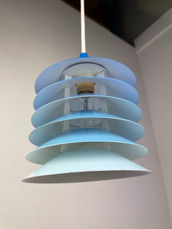 echtvintage echt Vintage IKEA Duett pendant lamp from Bent Gantzel Boysen - blue 80s Danish design - Scandinavian pendant T202