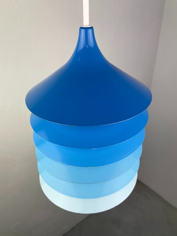 echtvintage echt Vintage IKEA Duett pendant lamp from Bent Gantzel Boysen - blue 80s Danish design - Scandinavian pendant T202