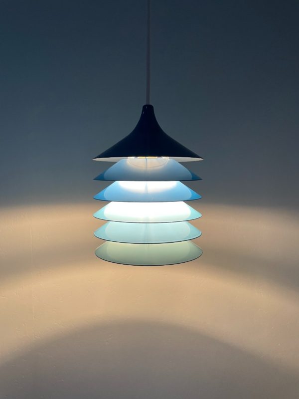 echtvintage echt Vintage IKEA Duett pendant lamp from Bent Gantzel Boysen - blue 80s Danish design - Scandinavian pendant T202