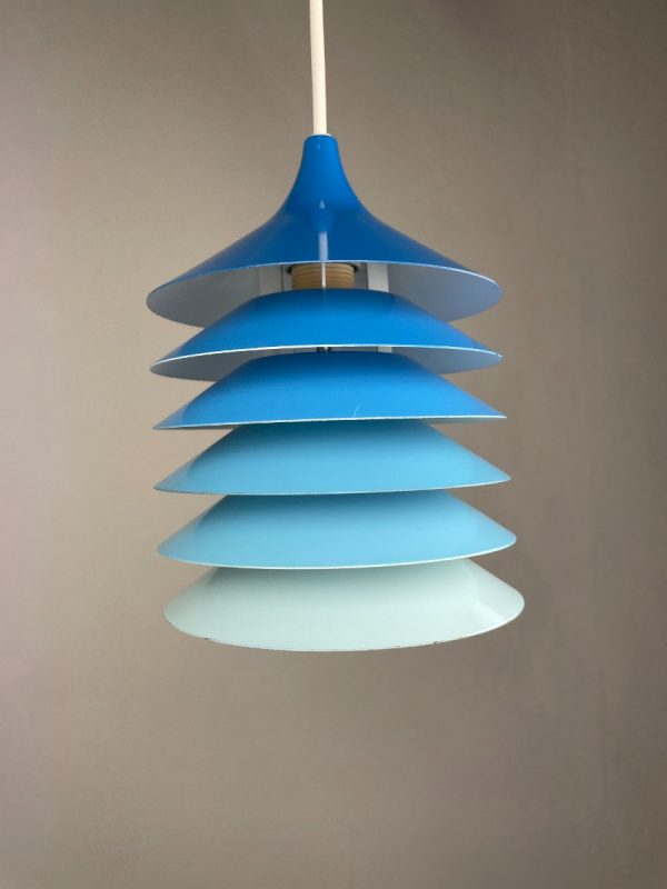 echtvintage echt Vintage IKEA Duett pendant lamp from Bent Gantzel Boysen - blue 80s Danish design - Scandinavian pendant T202