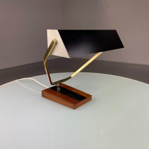 echt Vintage Kaiser desk lamp - 1960s brass metal wood veneer light - 60s Germany classic lighting echtvintage real