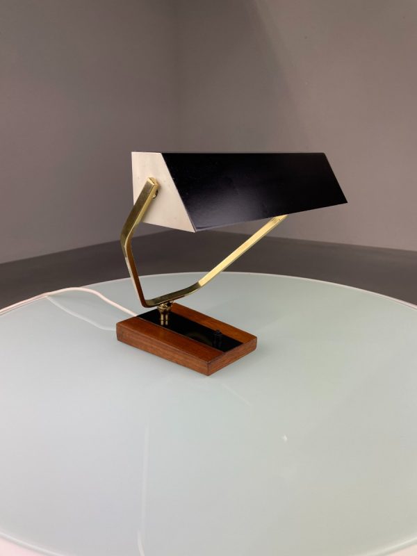 echt Vintage Kaiser desk lamp - 1960s brass metal wood veneer light - 60s Germany classic lighting echtvintage real