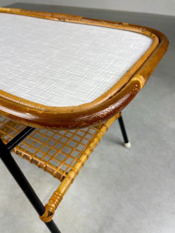 echt Vintage 1950s Rohe Noordwolde table - 50s bamboo coffee table - mid century rattan metal coffee table - tiki style echtvintage