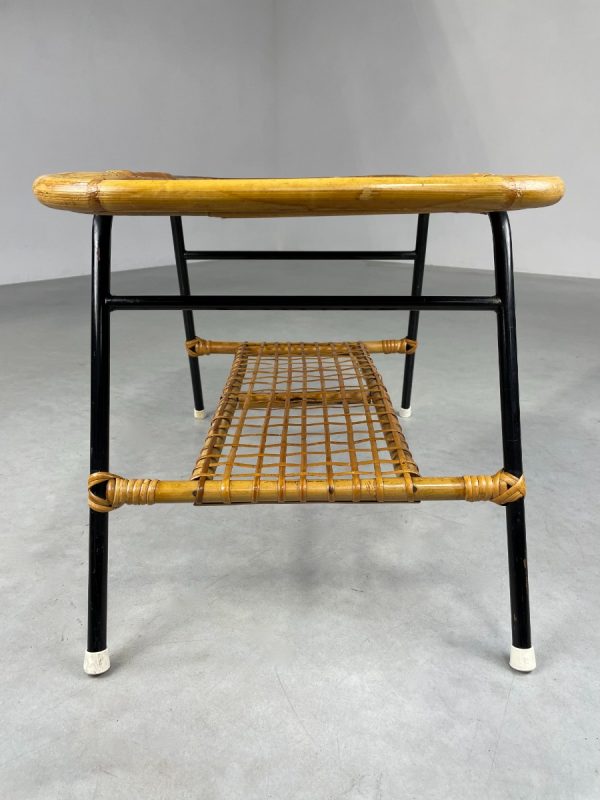 echt Vintage 1950s Rohe Noordwolde table - 50s bamboo coffee table - mid century rattan metal coffee table - tiki style echtvintage