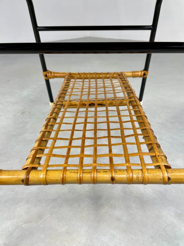 echt Vintage 1950s Rohe Noordwolde table - 50s bamboo coffee table - mid century rattan metal coffee table - tiki style echtvintage