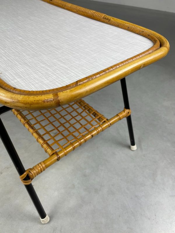 echt Vintage 1950s Rohe Noordwolde table - 50s bamboo coffee table - mid century rattan metal coffee table - tiki style echtvintage