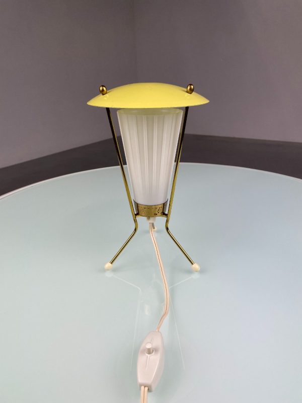 echt Vintage 1950s tripod table lamp - old 3 legged lighting - rare 50s brass Dutch ufo design light echtvintage