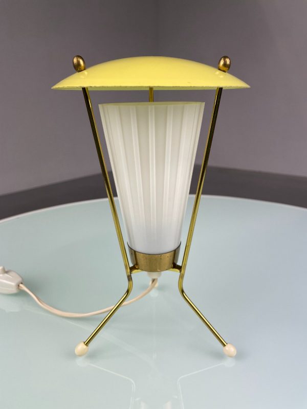 echt Vintage 1950s tripod table lamp - old 3 legged lighting - rare 50s brass Dutch ufo design light echtvintage