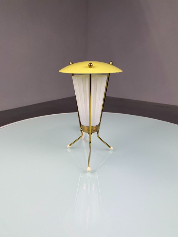 echt Vintage 1950s tripod table lamp - old 3 legged lighting - rare 50s brass Dutch ufo design light echtvintage