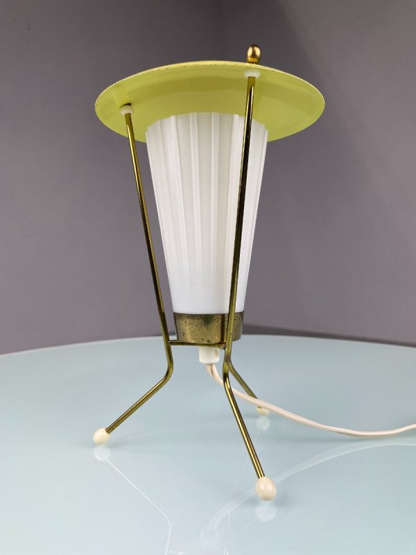 echt Vintage 1950s tripod table lamp - old 3 legged lighting - rare 50s brass Dutch ufo design light echtvintage