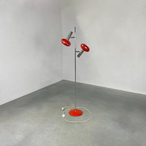 echt Vintage Hustadt Leuchten floor lamp - 1960s xl lighting orange metal chrome-plated 2light echtvintage