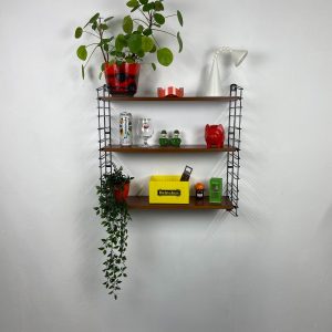 echt Vintage metal teak wood wall rack - TOMADO original 60s design shelf - modern Dutch bookshelf echtvintage