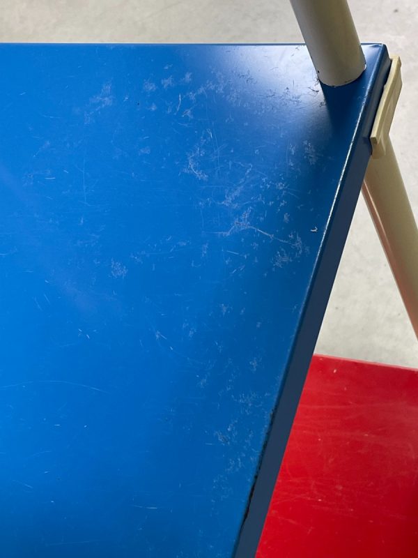 echtvintage metal shelf cabinet - 1970s colorful stick cabinet - rare shelf cupboard - retro red blue white standing rack vintage echt