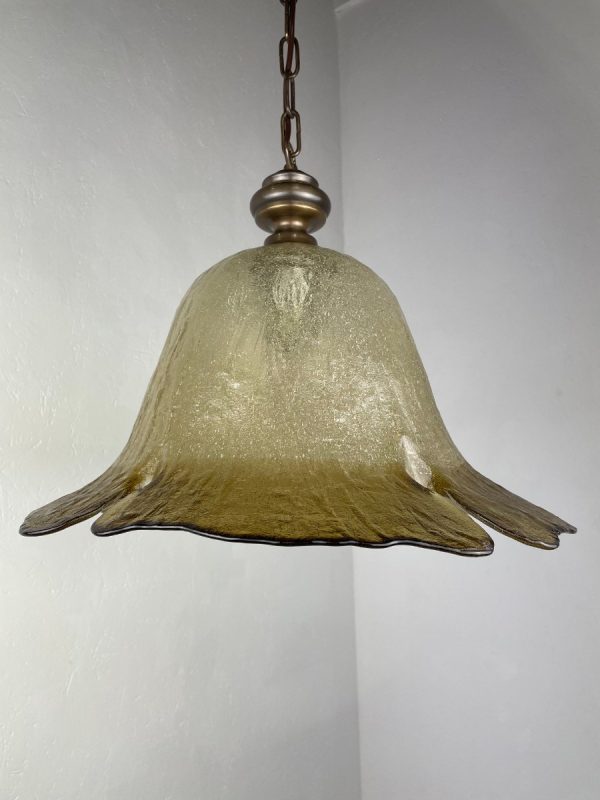 Peill & Putzler Murano Pendant Lamp - 1970s Glass Light / Space Age Flower Chandelier - Germany Lighting echtvintage echt vintage