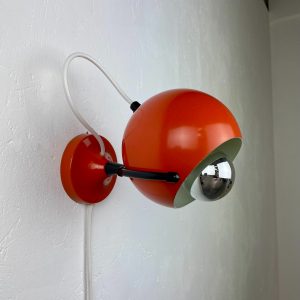 vintage 1970s basket eyeball wall lamp - GePo 70s Dutch design - adjustable orange metal Aluminium ball lamp echtvintage
