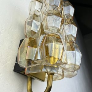 echt vintage Mid-Century Modern glass wall lamp - champagne color - Glashütte Limburg - 1960s - vintage lighting
