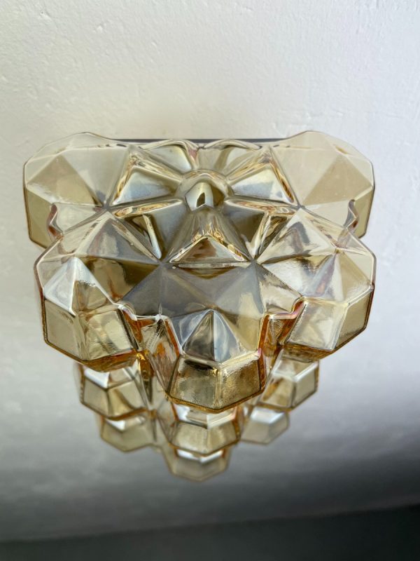 echt vintage Mid-Century Modern glass wall lamp - champagne color - Glashütte Limburg - 1960s - vintage lighting