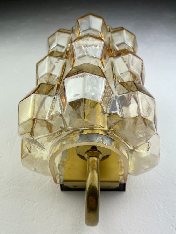 echt vintage Mid-Century Modern glass wall lamp - champagne color - Glashütte Limburg - 1960s - vintage lighting