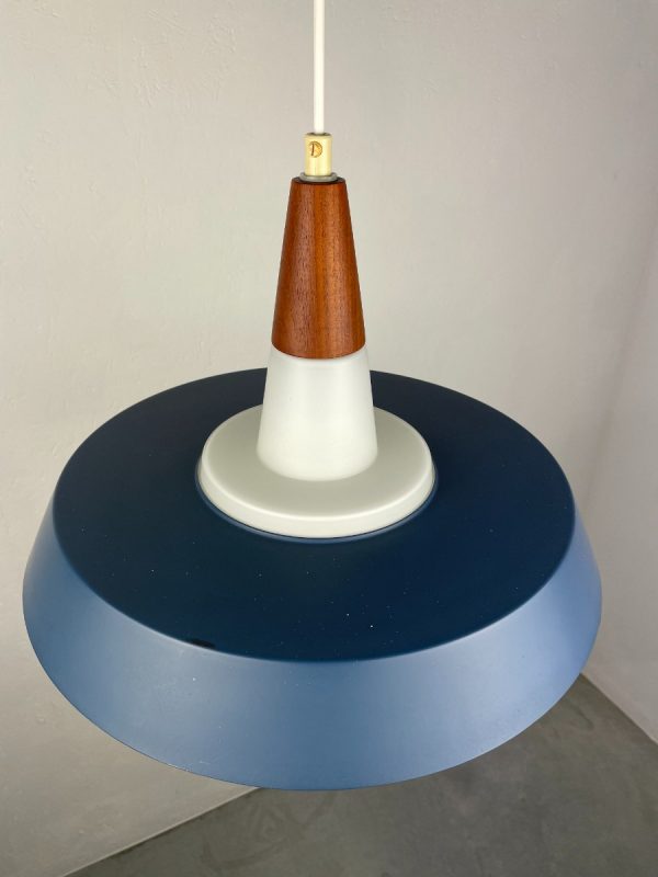 Voss Belysning pendant lamp - Danish design - vintage 1960s lighting - mid century modern - opal glass metal wood light
