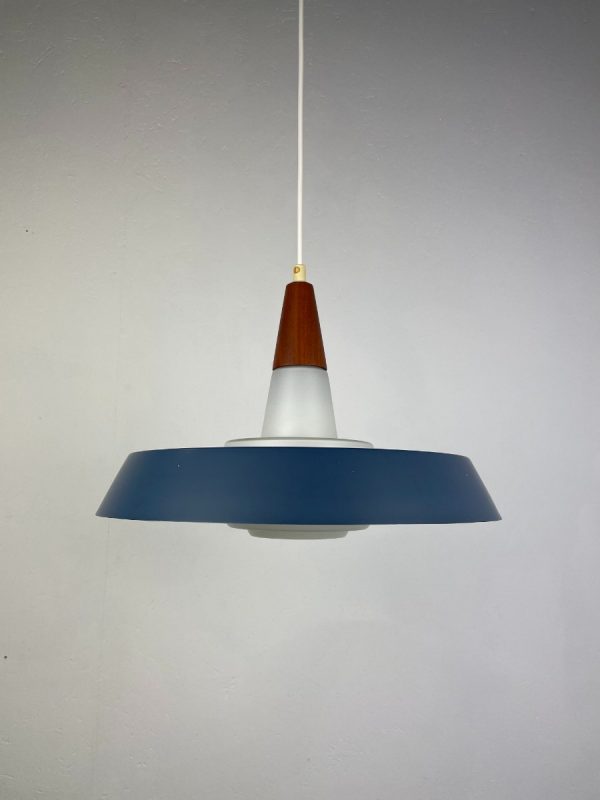Voss Belysning pendant lamp - Danish design - vintage 1960s lighting - mid century modern - opal glass metal wood light