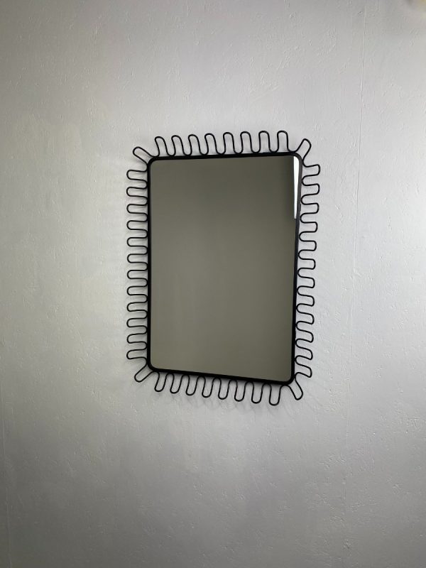 Modernist design wall mirror Jean Royere black metal wire mirror large modern design mirror IKEA MANDAL wire vintage vintage mirror Francis Cayouette Josef Frank echtvintage