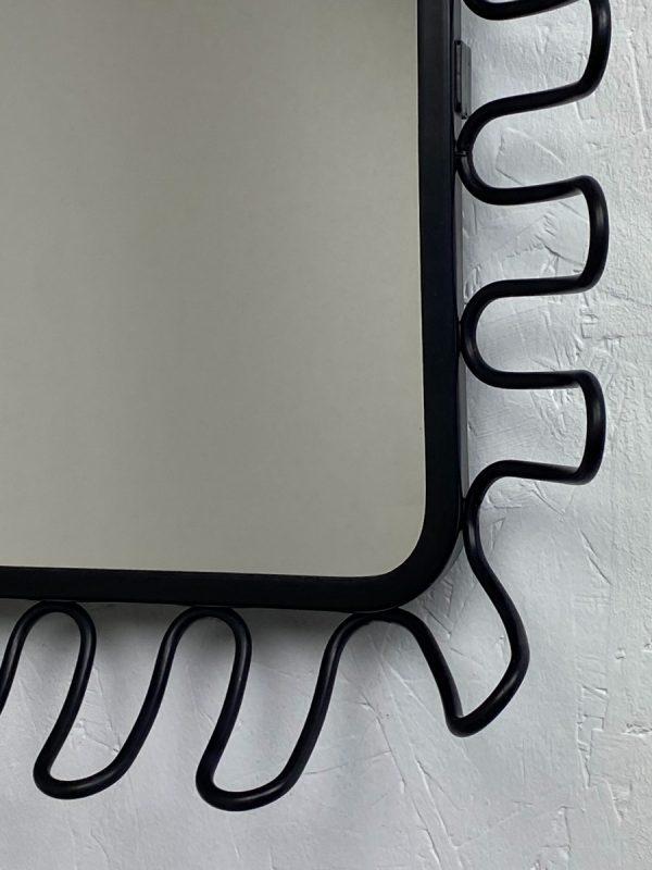 Modernist design wall mirror Jean Royere black metal wire mirror large modern design mirror IKEA MANDAL wire vintage vintage mirror Francis Cayouette Josef Frank echtvintage