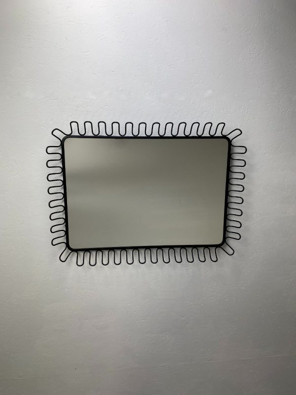 Modernist design wall mirror Jean Royere black metal wire mirror large modern design mirror IKEA MANDAL wire vintage vintage mirror Francis Cayouette Josef Frank echtvintage